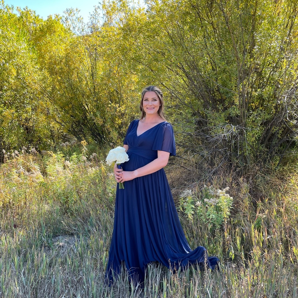 David’s Bridal Maternity flutter sleeve dress